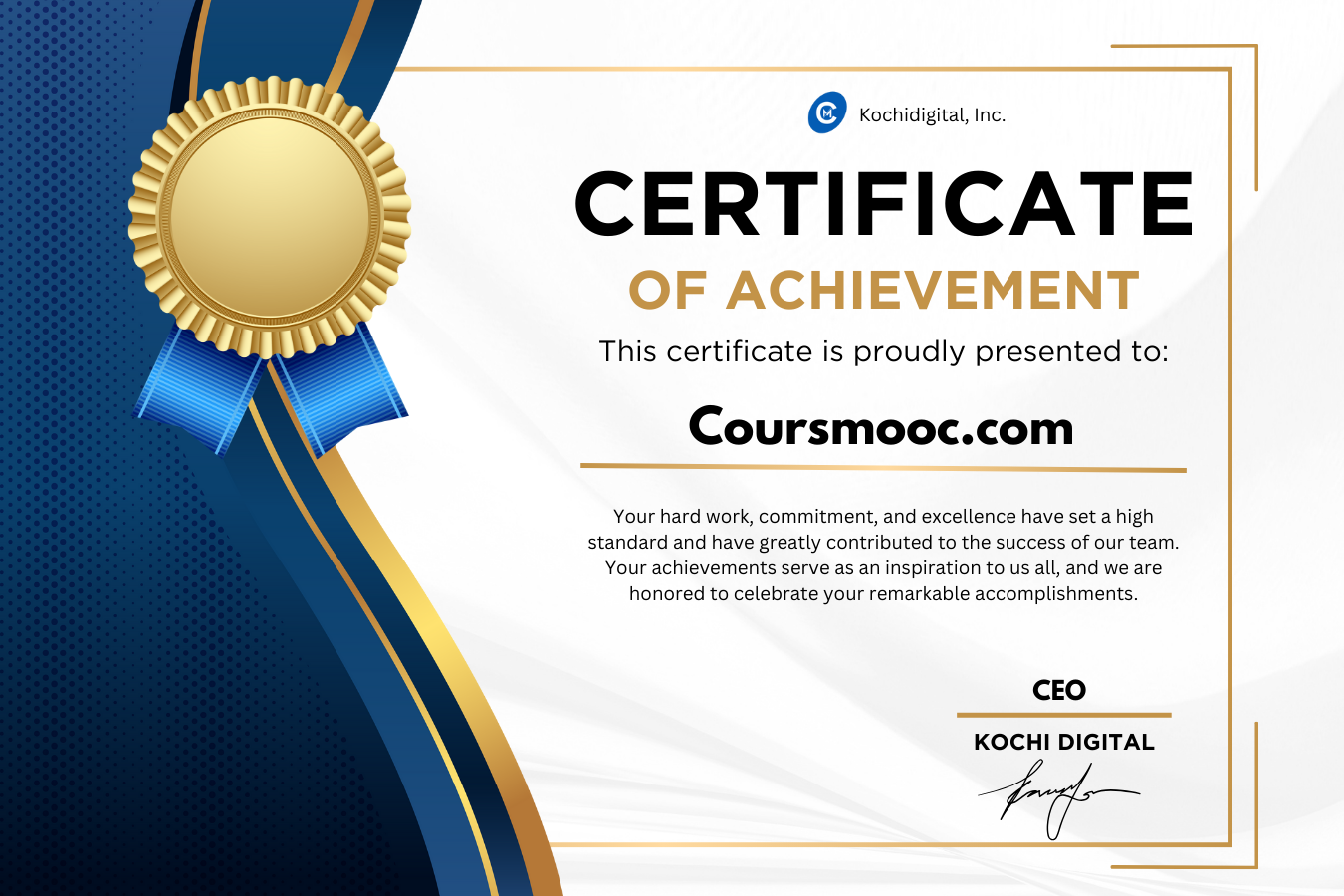 Certificate of Completion Example